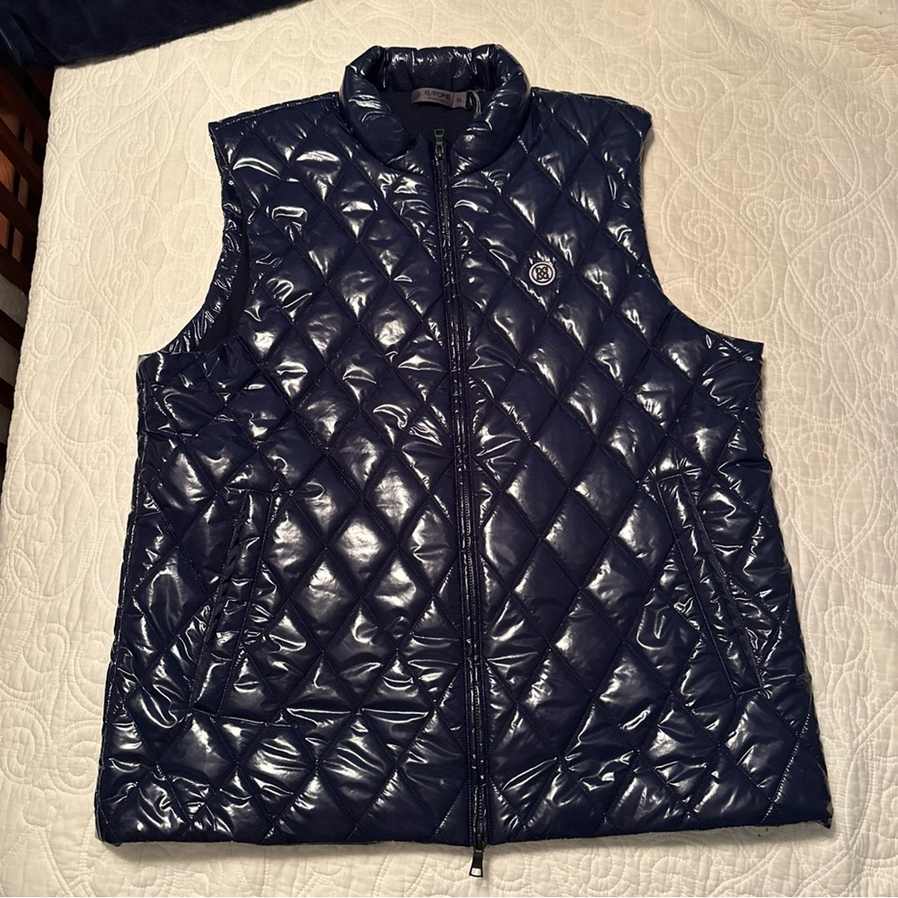 NWT G/FORE Golf Men’s Quilted Polished Nylon Wool Lined Puffer Vest Navy XL